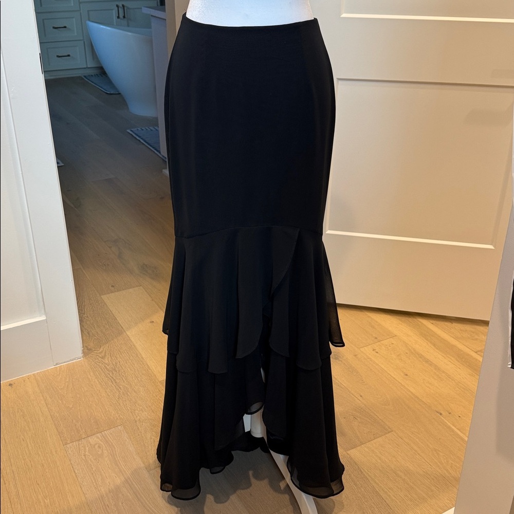 Elegant Black Ruffled Skirt